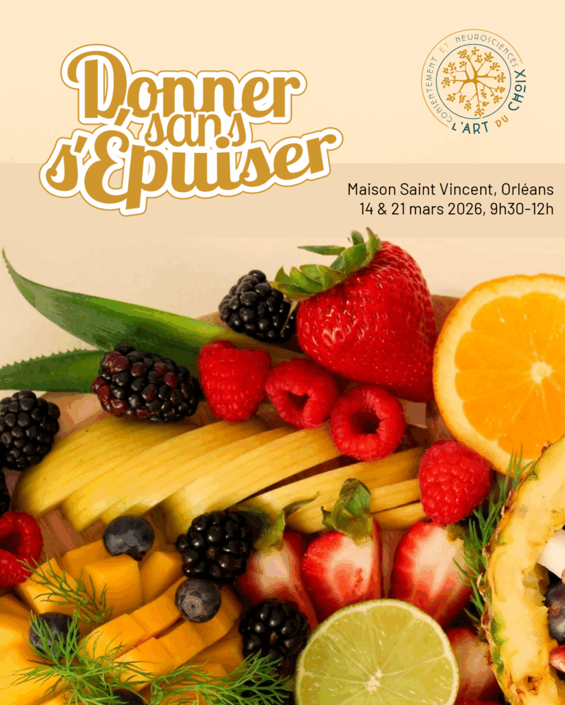 image représentant l'atelierDonner sans s'épuiser avec une corbeille de fruits abondante et les infos pratiques